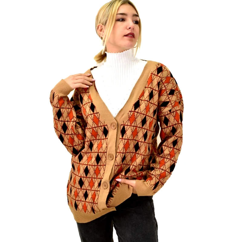 Potre OR Γυναικεία oversized ζακέτα Μπεζ 13281