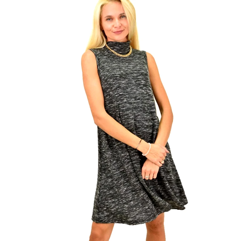 First Woman Mini φόρεμα με λαιμό ζιβάγκο Μαύρο 942