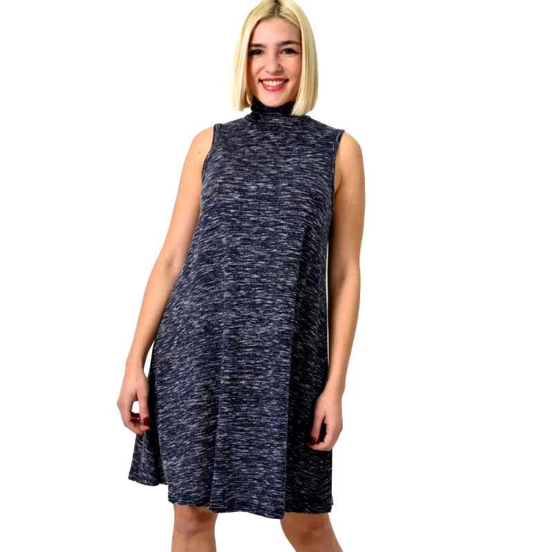 First Woman Mini φόρεμα με λαιμό ζιβάγκο Μπλε Σκούρο 22916