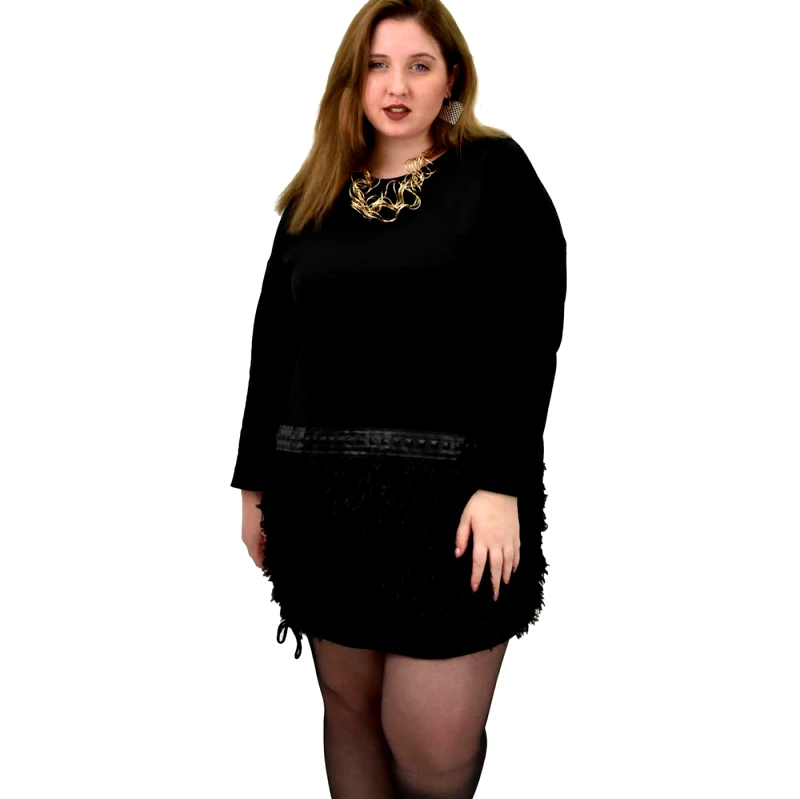 Potre OR Γυναικείο Plus φόρεμα Μαύρο 22412