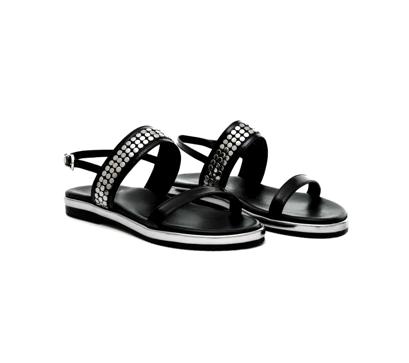 Δερμάτινα Flat Πέδιλα Art 19SS05 Black
