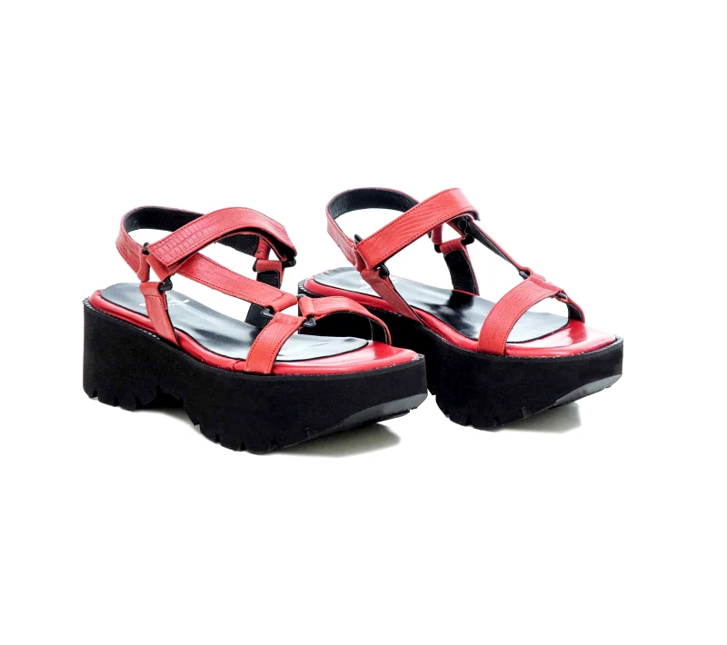 Δερμάτινα Flatforms Art 1SS46 Red