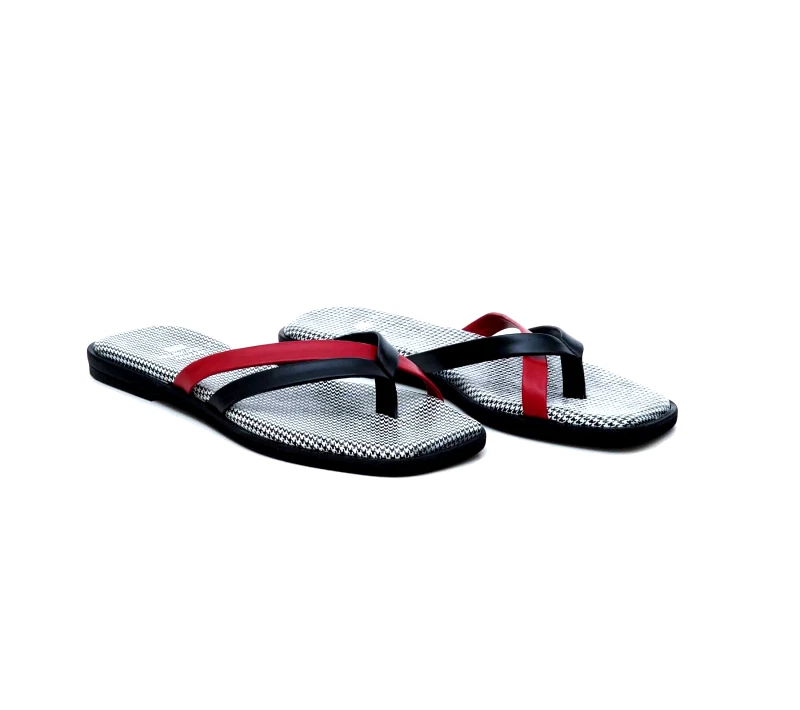 Δερμάτινα Flat Art 1SS17 Black + Red-Piet de poule