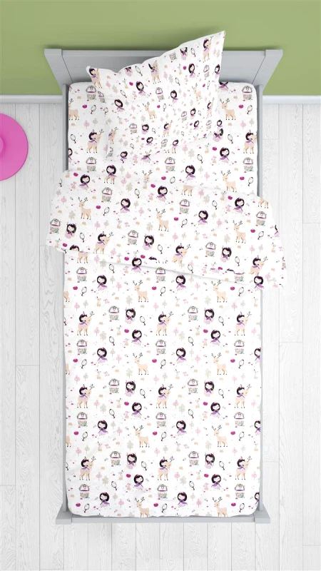 DIMcol ΠΑΠΛΩΜΑΤΟΘΗΚΗ ΕΜΠΡΙΜΕ kids Lily & Deer 179 160X240 White-Pink Cotton 100%