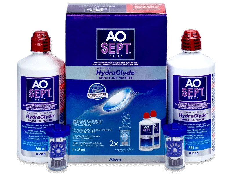 Alcon Υγρό AO SEPT PLUS HydraGlyde 2x360 ml