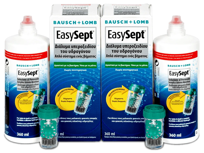 Bausch &amp; Lomb Υγρό φακών επαφής υπεροξειδίου EasySept 2x 360 ml