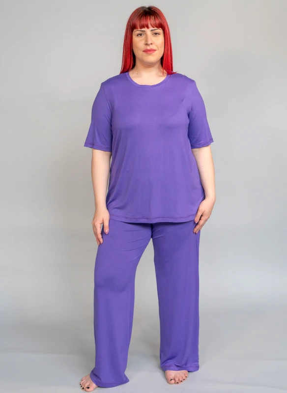 Maniags Πυτζάμα Σετ με Παντελόνα και T-shirt Μωβ