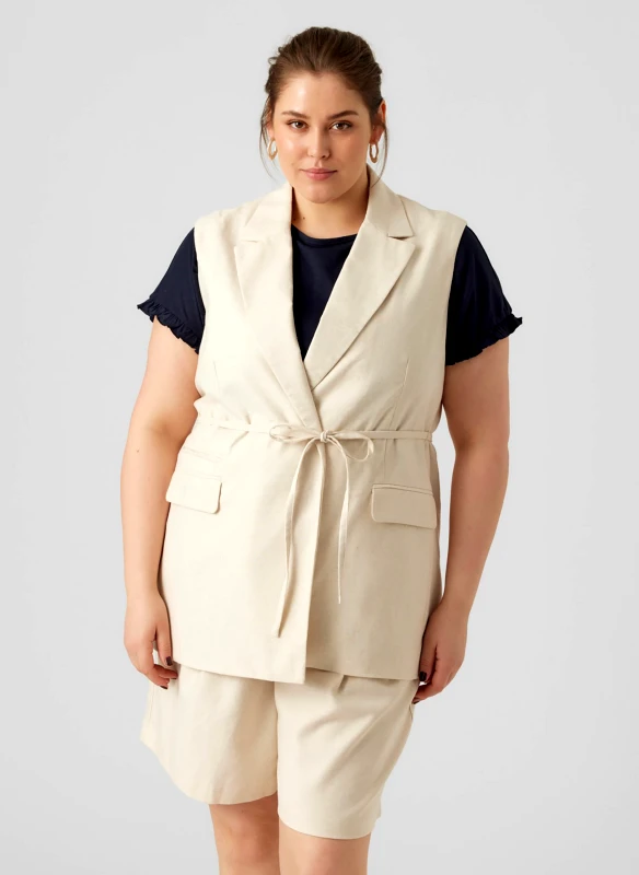 Maniags Waistcoat Εκρού με Ζωνάκι