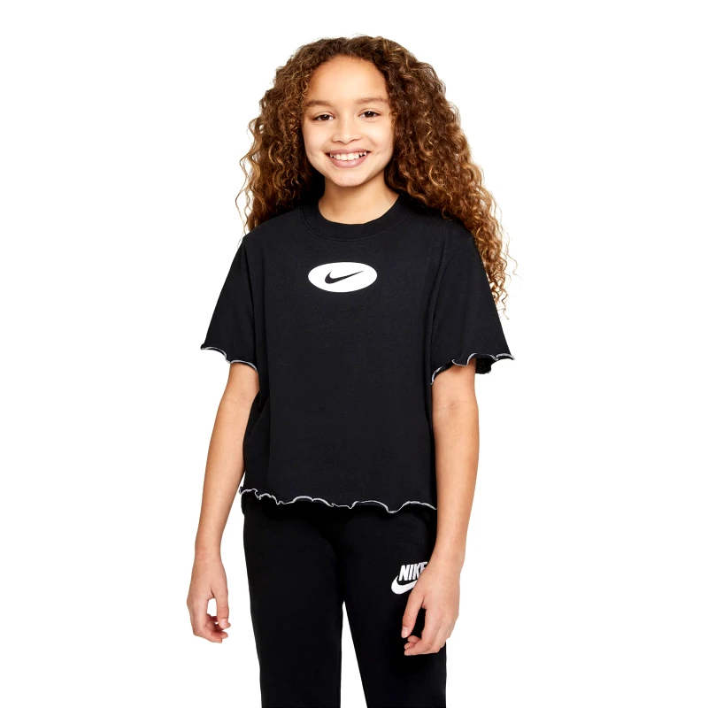 NIKE NIKE DRI-FIT ICON CLASH GIRLS' TRAINING T-SHIRT ΜΑΥΡΟ