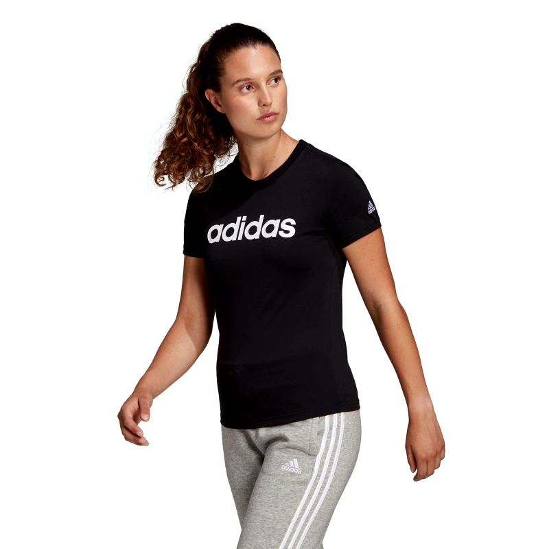 ADIDAS PERFORMANCE ESSENTIALS SLIM LOGO T-SHIRT ΜΑΥΡΟ