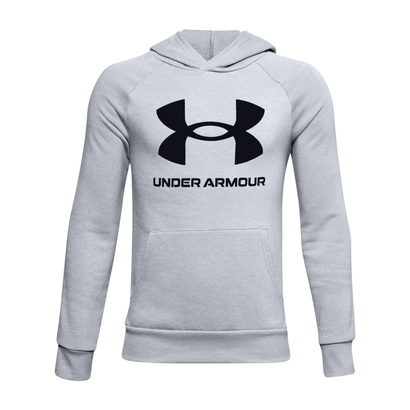 UNDER ARMOUR BOYS' UA RIVAL FLEECE BIG LOGO HOODIE ΓΚΡΙ