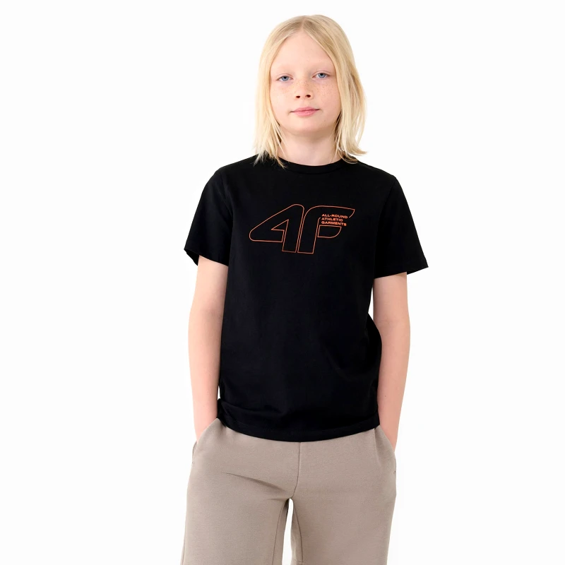4F 4F BOYS' LOGO T-SHIRT ΜΑΥΡΟ