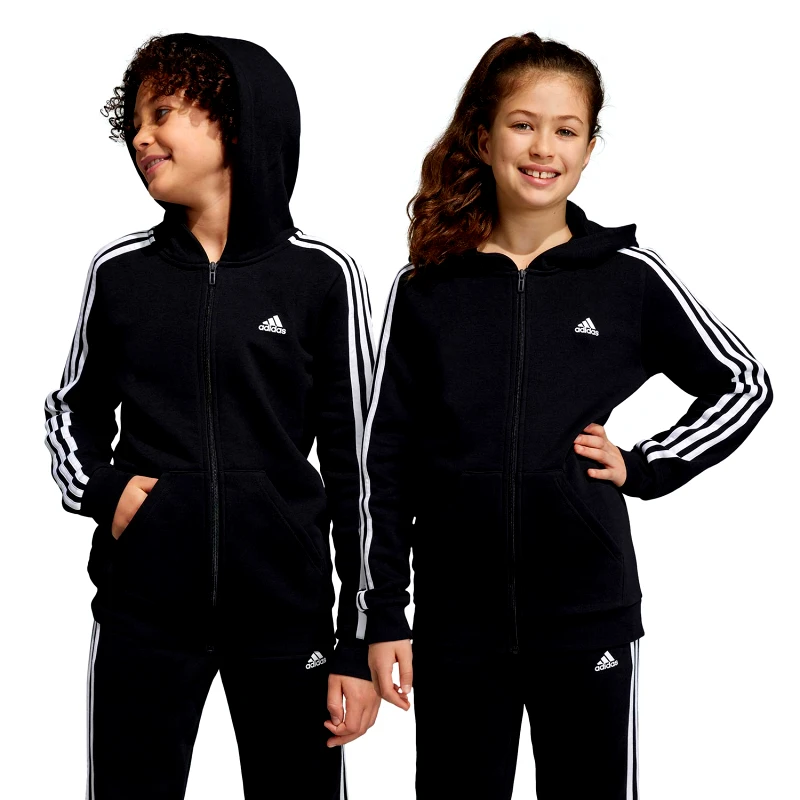 ADIDAS PERFORMANCE ADIDAS ESSENTIALS 3-STRIPES FLEECE FULL-ZIP HOODIE ΜΑΥΡΟ