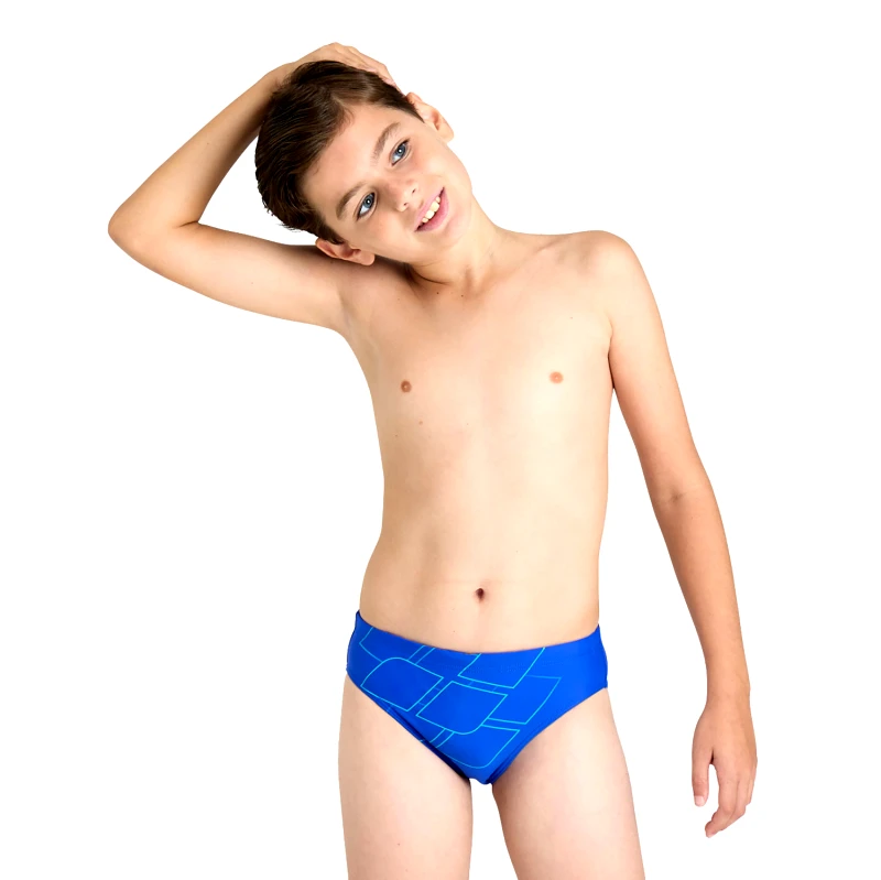 ARENA ARENA BOY'S MARK PRINT SWIM BRIEF ΜΠΛΕ