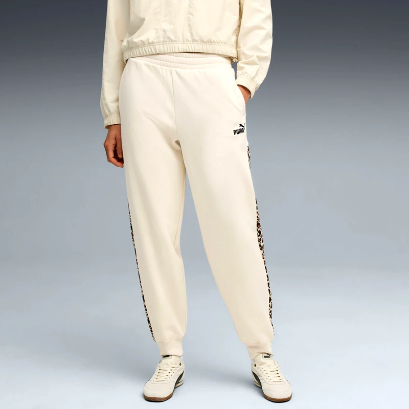 PUMA PUMA ESSENTIALS ANIMAL PRINT COMFORT HIGH-WAIST SWEATPANTS ΜΠΕΖ