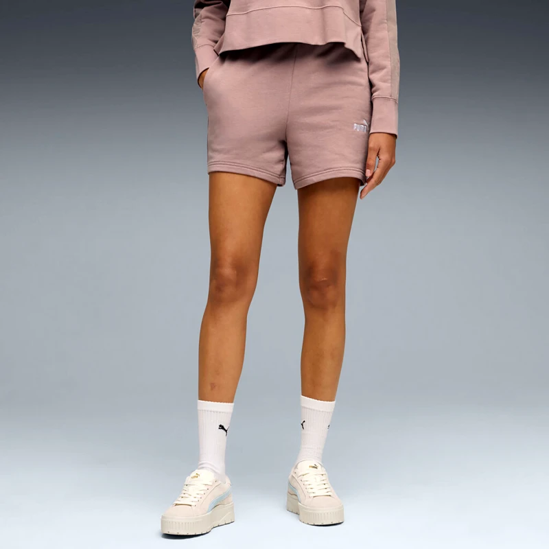 PUMA PUMA ESSENTIALS SMALL NO. 1 LOGO 5'' HIGH-WAIST SHORTS ΜΠΕΖ