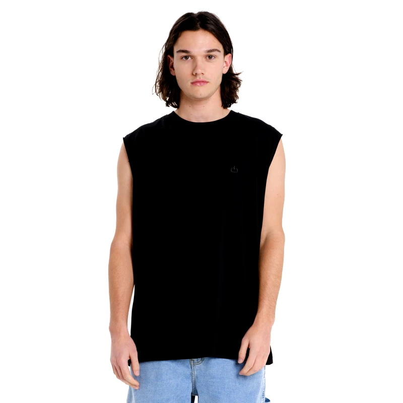 EMERSON EMERSON LOGO EMBROIDERY MEN’S SLEEVELESS T-SHIRT ΜΑΥΡΟ