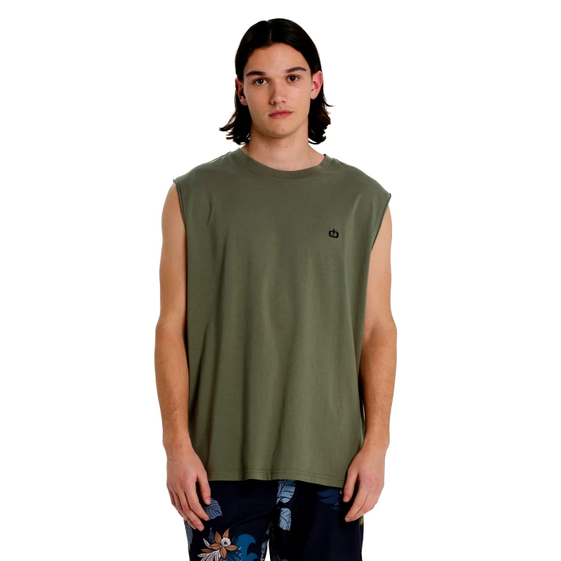 EMERSON EMERSON LOGO EMBROIDERY MEN’S SLEEVELESS T-SHIRT ΧΑΚΙ