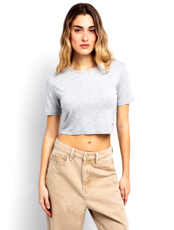 ToiMoi Basic crop μπλούζα - ΜΕΛΑΝΖΕ ΓΚΡΙ