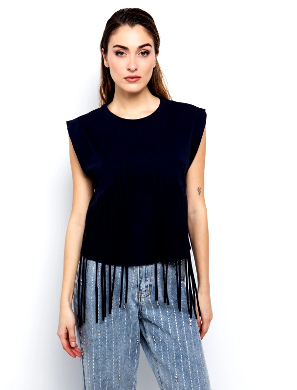 ToiMoi Μπλούζα με κρόσσια - ΜΠΛΕ NAVY