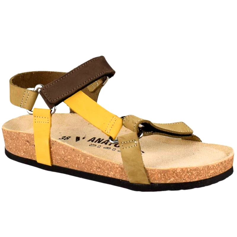 Vesna Γυναικεία Ανατομικά Δερμάτινα Πέδιλα | VESNA | 880440 | Χακί/Κίτρινο