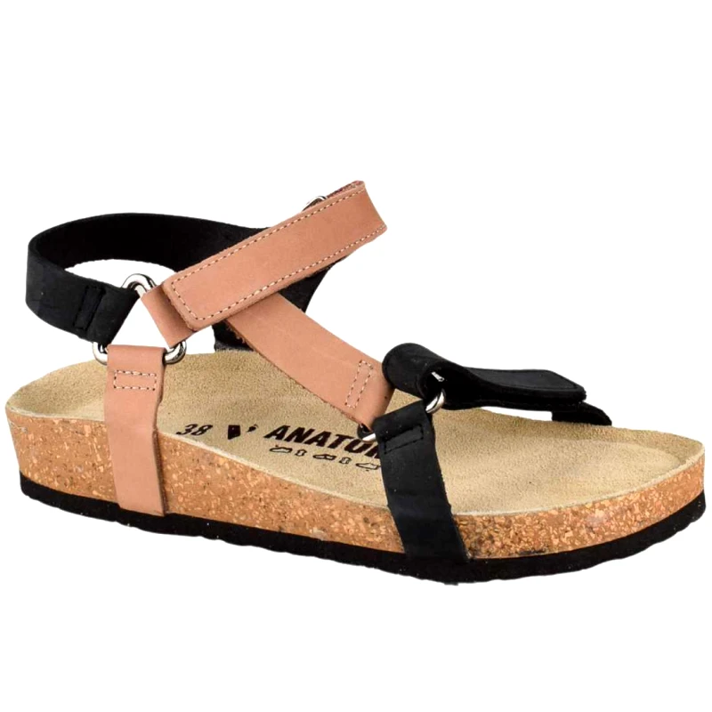 Vesna Γυναικεία Ανατομικά Δερμάτινα Πέδιλα | VESNA | 880440 | Μαύρο/ Σάπιο μήλο