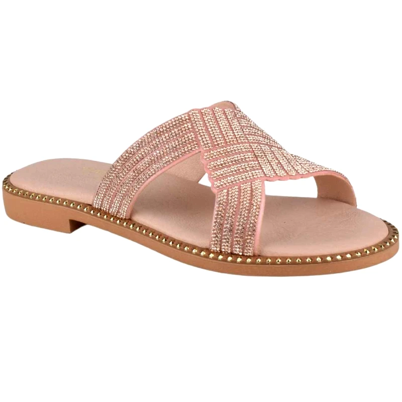 Υφαντίδης Γυναικεία Δερμάτινα Σανδάλια με Στρας | Υφαντίδης | 126103 | Μπρονζέ