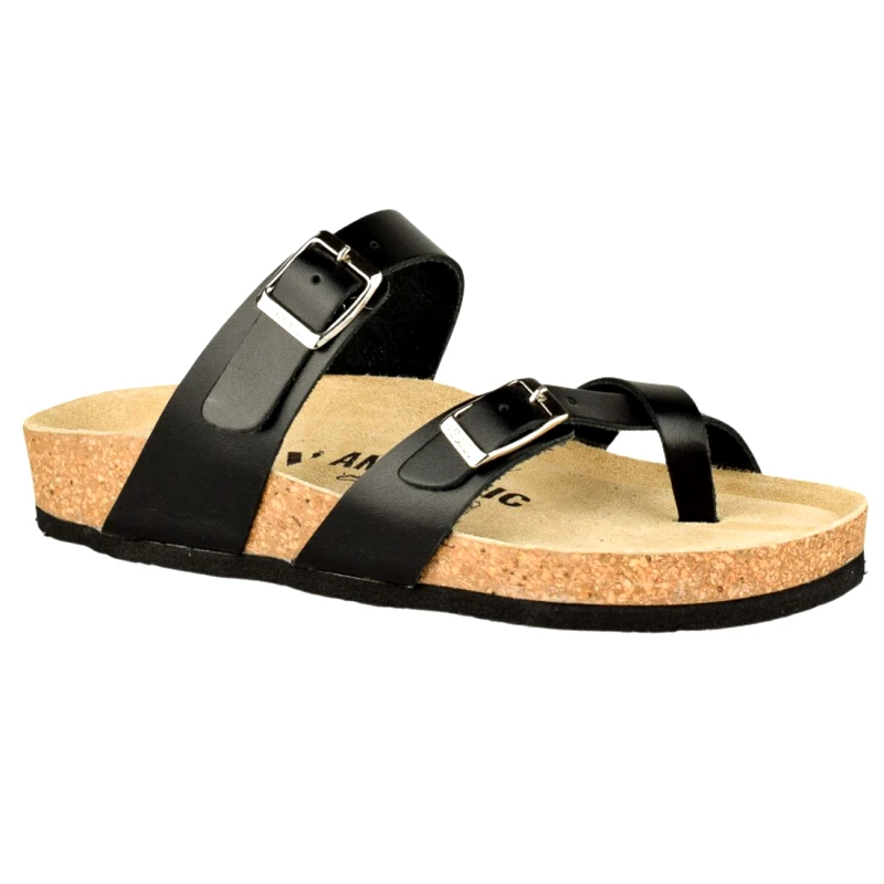 Vesna Γυναικείες Ανατομικές Δερμάτινες Παντόφλες | VESNA | 880411 | Μαύρο