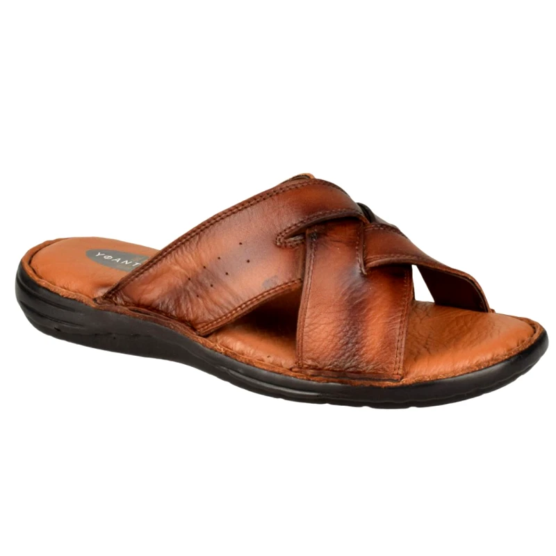 Υφαντίδης Ανδρικές Δερμάτινες Παντόφλες | Υφαντίδης | Αερόσολες | 325502 | Καφέ