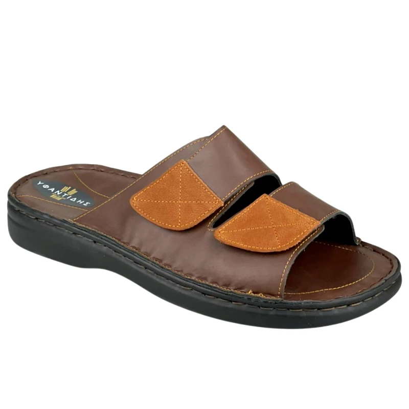 Υφαντίδης Ανδρικές Δερμάτινες Παντόφλες | Υφαντίδης | Αερόσολες | 321280 | Καφέ