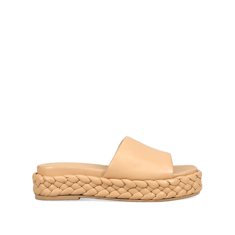 MIGATO Μπεζ δερμάτινο footbed σανδάλι