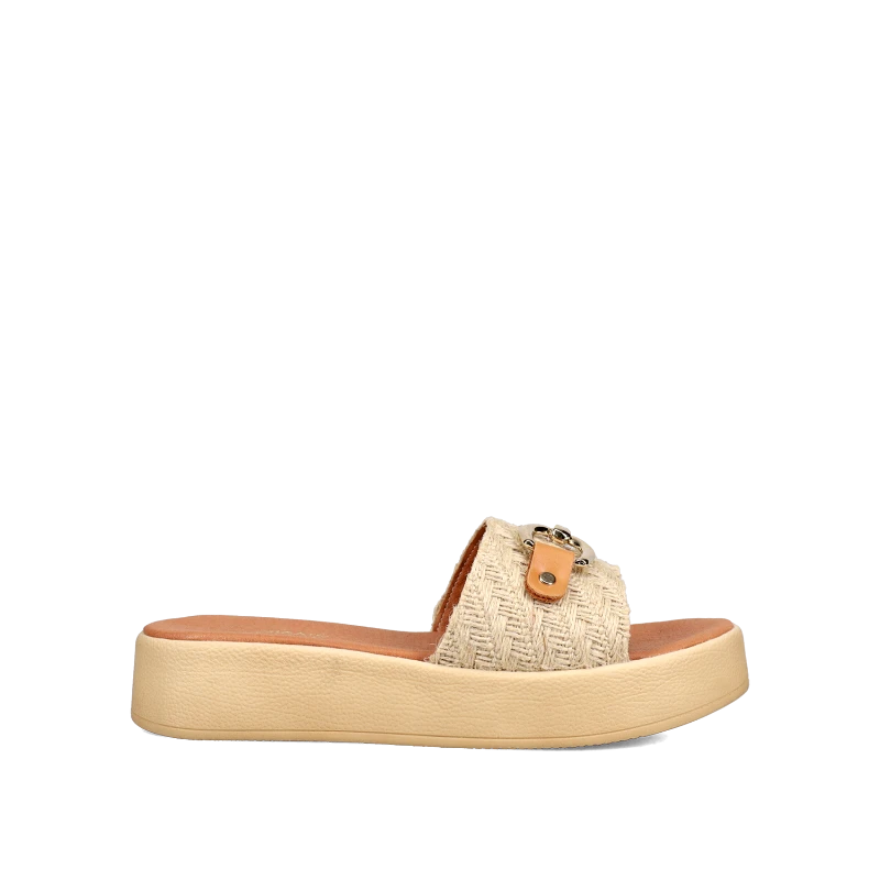 MIGATO ISLAND Μπεζ flatform σανδάλι
