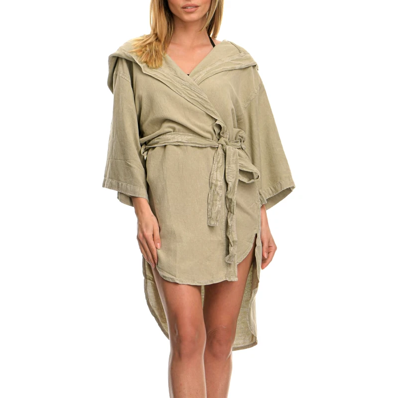 SUNDAY HABITS Μπεζ τουνίκ με κουκούλα