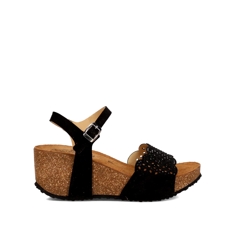 EASY WALK Μαύρη footbed πλατφόρμα