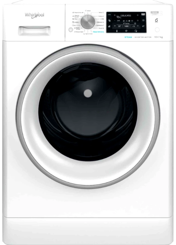 Whirlpool Πλυντήριο-Στεγνωτήριο Ρούχων, 10kg/7kg, Ατμού , FFWDD 1076258 SV EE, Whirlpool