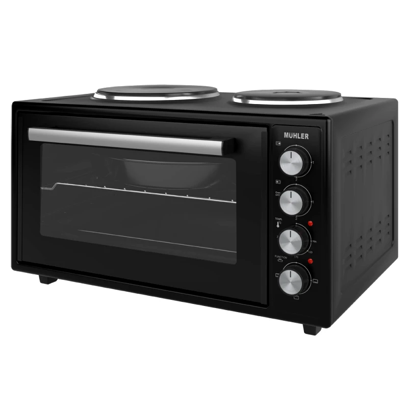 Muhler Ηλεκτρικό Φουρνάκι 45lt με 2 Εστίες Μαύρο, MC-4522, Muhler
