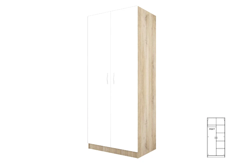 Genomax Ντουλάπα Δίφυλλη 1211007 Σόνομα Λευκό, 52x191x80, Genomax