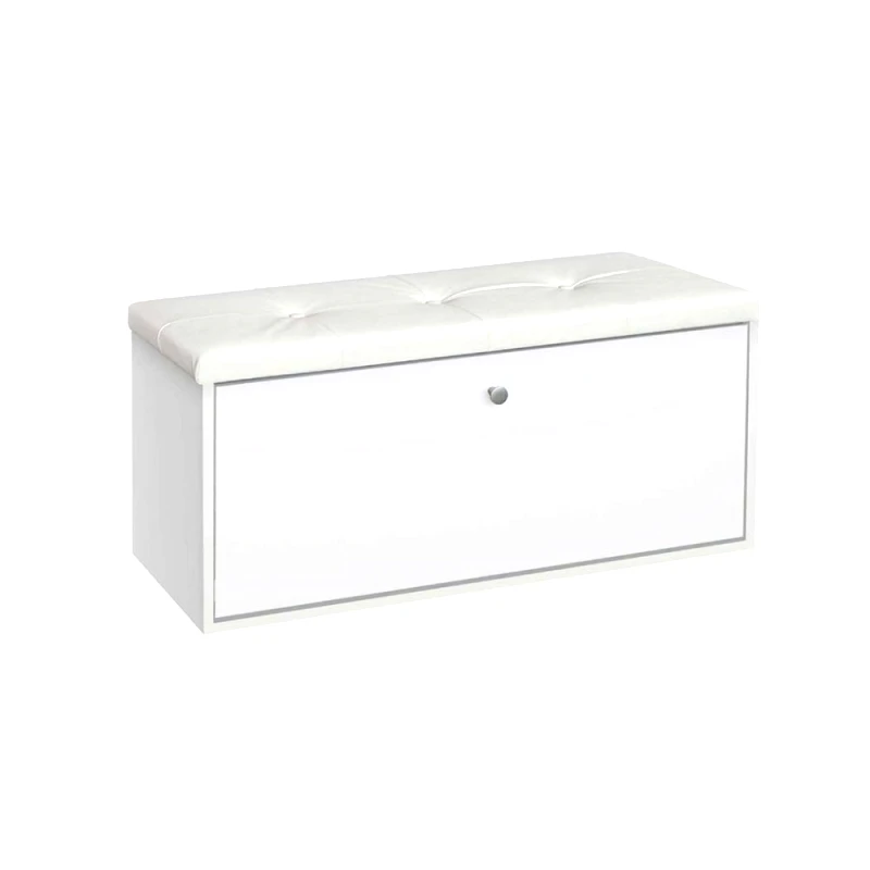 Genomax Παπουτσοθήκη-Σκαμπό Rakla 100 Λευκή, 97x31.5x48, Genomax
