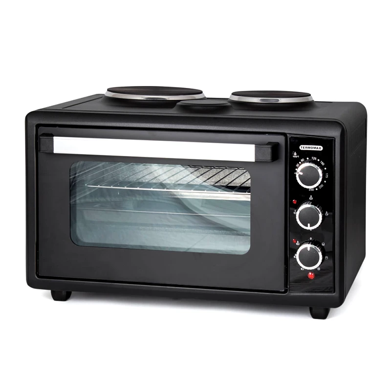 TERMOMAX Φουρνάκι TC46BK, 46lt, Μαύρο με 2 εστίες, 58/39/36 εκ., Termomax