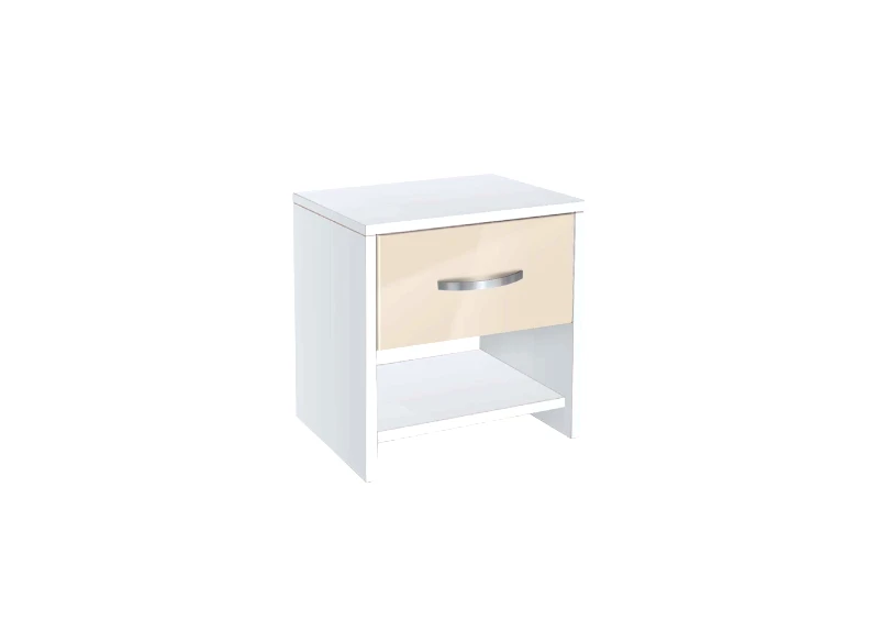 Genomax Κομοδίνο, AVA 2 Λευκό/Κρεμ γυαλιστερό, 40x40x30,5, Genomax