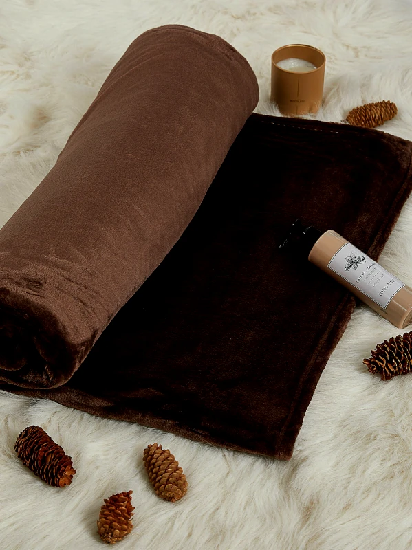 Hatzitex Κουβέρτα Fleece Διπλή 200x230 Καφέ Σκούρο, Hatzitex