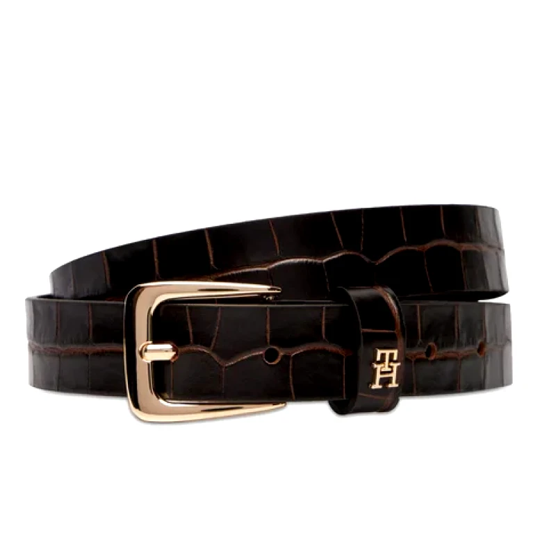 Tommy Hilfiger Γυναικεία Ζώνη Tommy Hilfiger 2.5cm AW0AW17975-GSZ Καφέ Κροκό