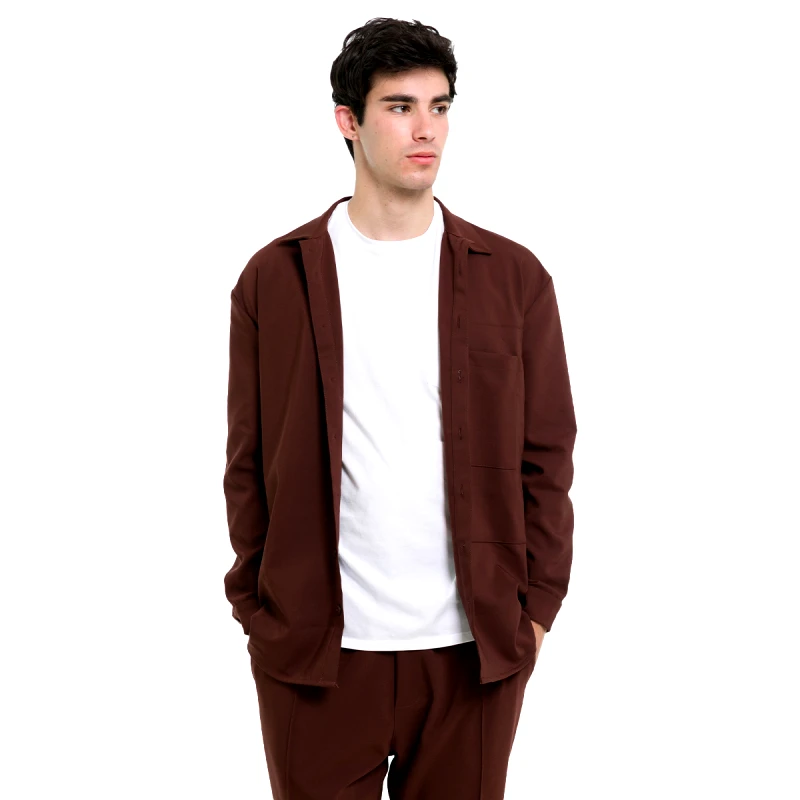 NE EN AOUT Ανδρικό Καφέ Milk Chocolate Overshirt NE EN AOUT