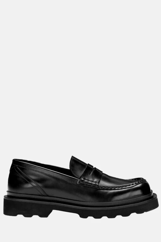 DOLCE&GABBANA Ανδρικό Μαύρο Brushed Leather Loafers DOLCE&GABBANA