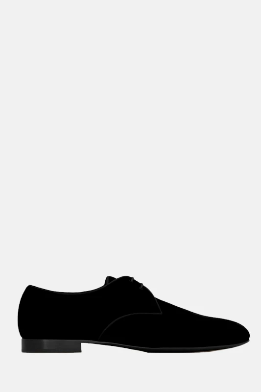 SAINT LAURENT Ανδρικό Μαύρο Smoking Derbies In Velvet SAINT LAURENT