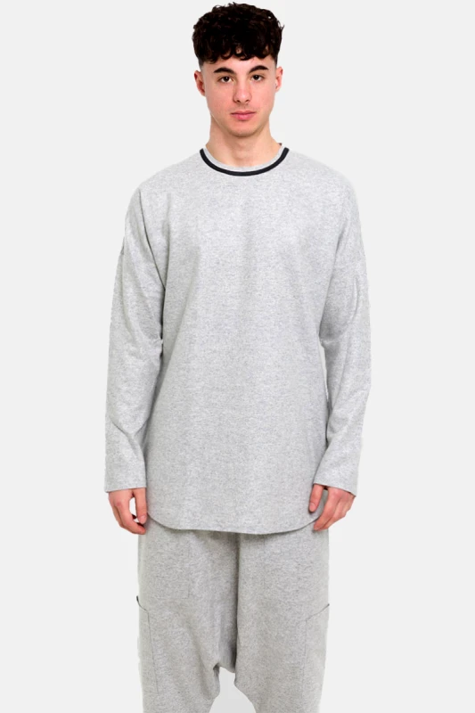 BARBARA ALAN Ανδρικό Γκρι Wool Jersey Taped Tee Grey BARBARA ALAN