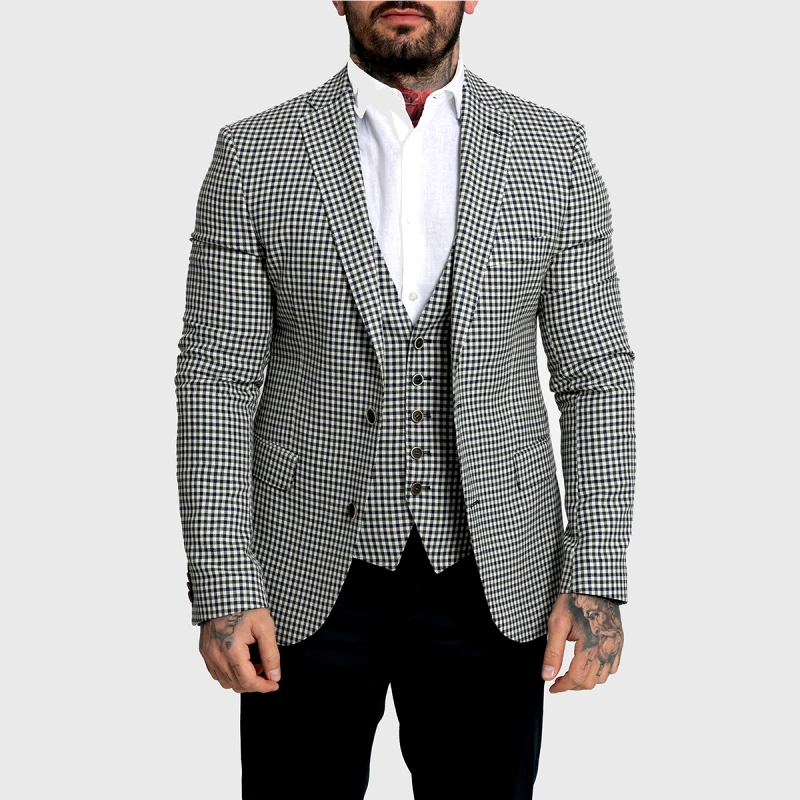 SARTORIA MONK Ανδρικό Γκρι Classic Check Blazer SARTORIA MONK