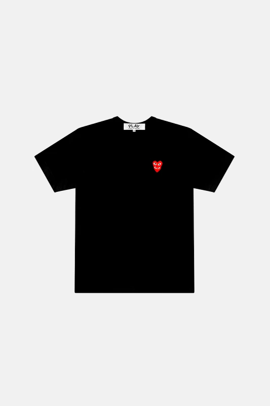 COMME DES GARÇONS PLAY Ανδρικό Μαύρο T-Shirt Double Red Emblem COMME DES GARÇONS PLAY