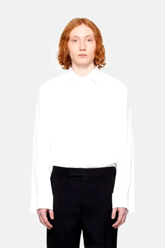 MARINE SERRE Ανδρικό Λευκό Men's White 'Ms' Jacquard Poplin Button Up Shirt MARINE SERRE