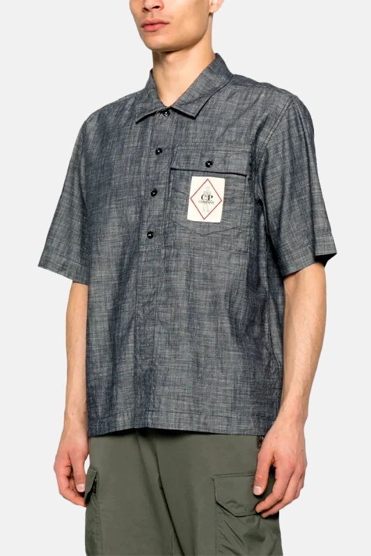 C.P. COMPANY Ανδρικό Γκρι Logo-Patch Shirt C.P. COMPANY